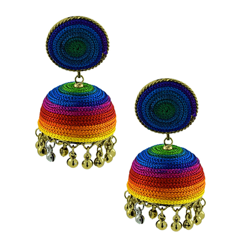 Handmade Thread Multi Colour Antique Gold Jhumki Earring Women Bulk