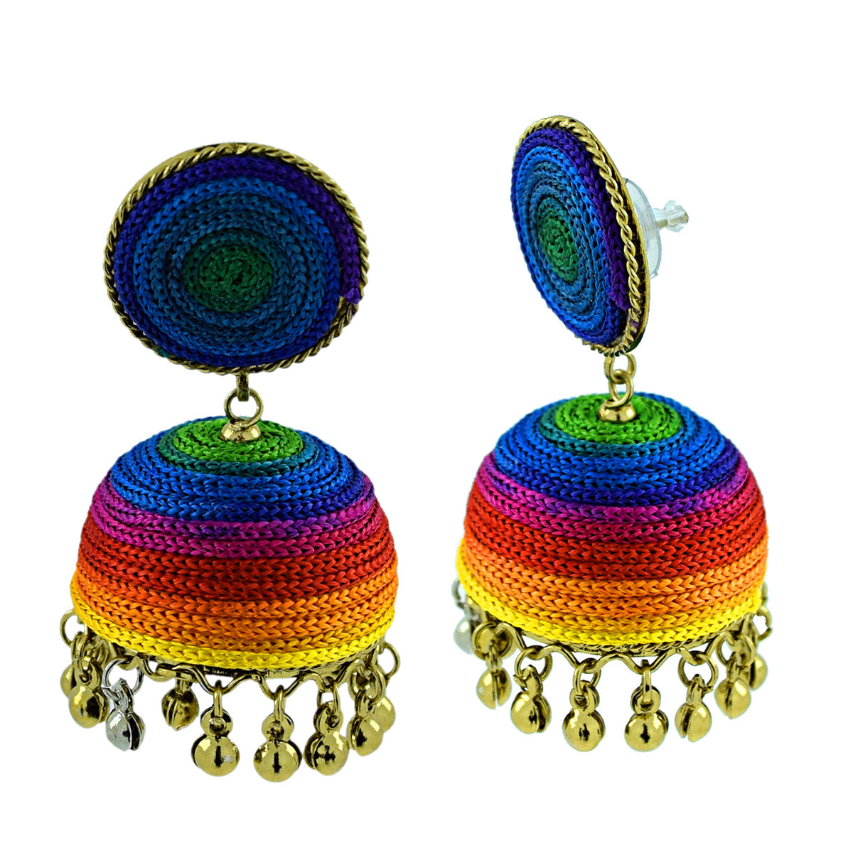 Handmade Thread Multi Colour Antique Gold Jhumki Earring Women Bulk
