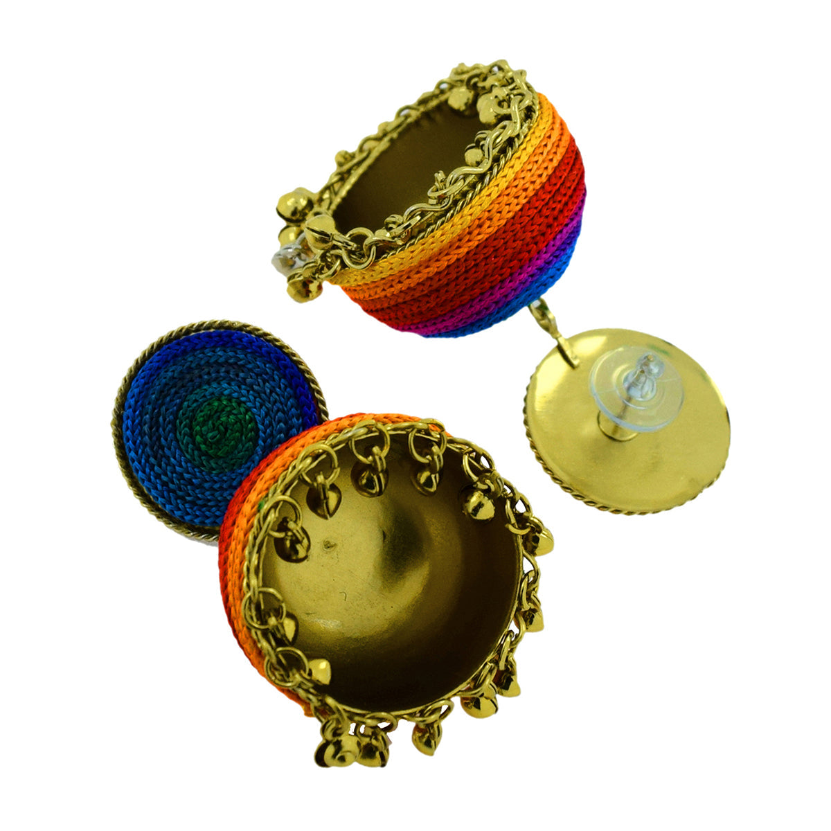 Handmade Thread Multi Colour Antique Gold Jhumki Earring Women Bulk