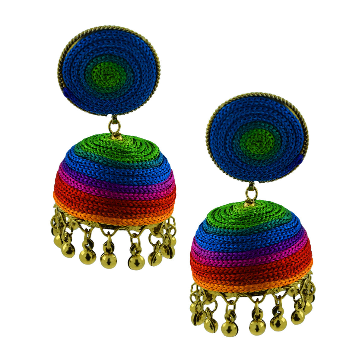 Handmade Thread Multi Colours Antique Gold Jhumki Earring Women Bulk Main image