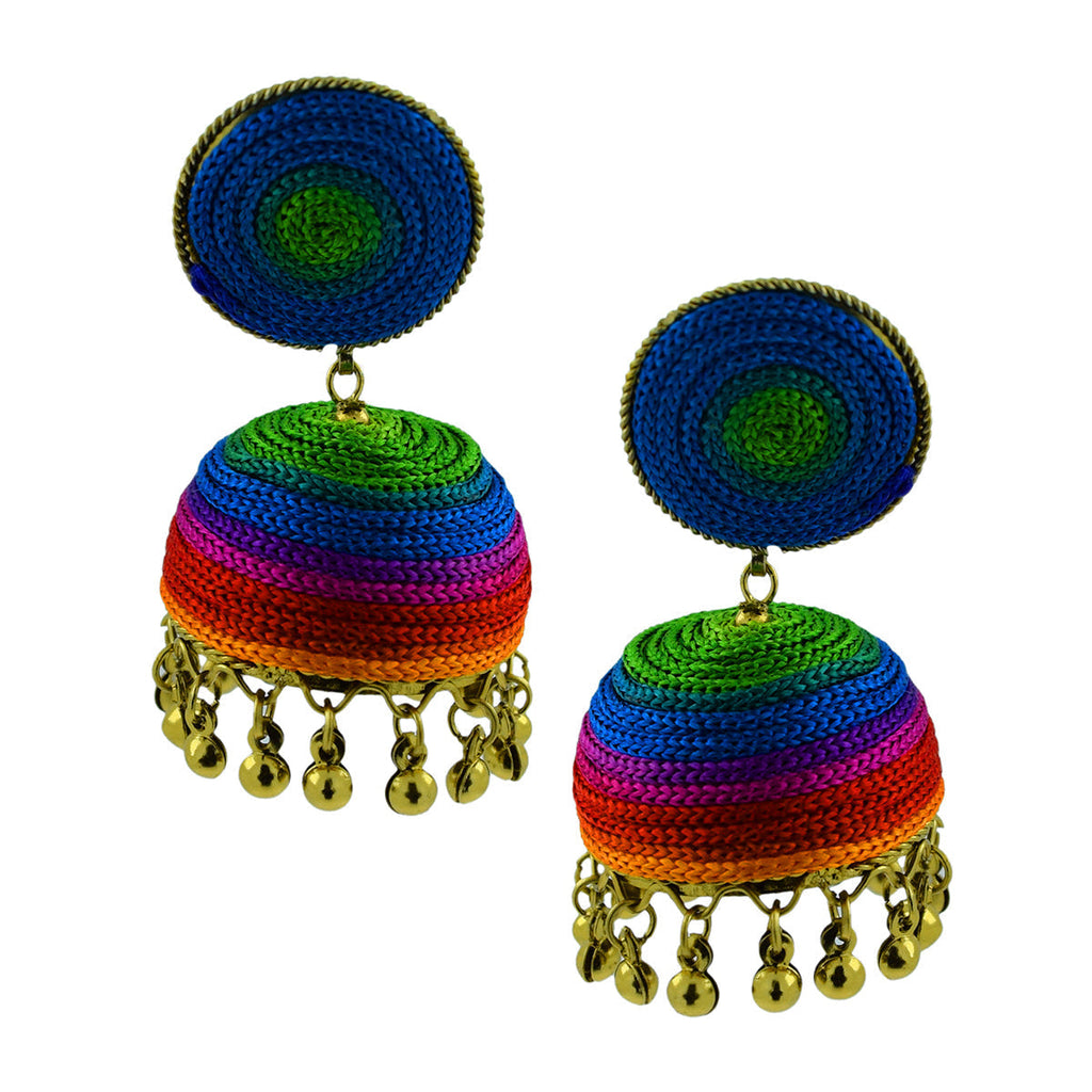 Handmade Thread Multi Colours Antique Gold Jhumki Earring Women Bulk
