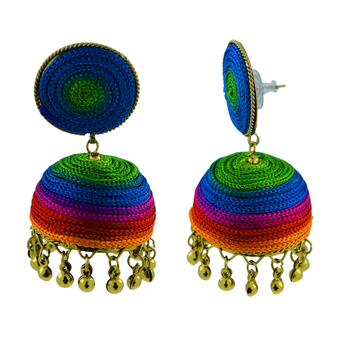 Handmade Thread Multi Colours Antique Gold Jhumki Earring Women Bulk Secondary image