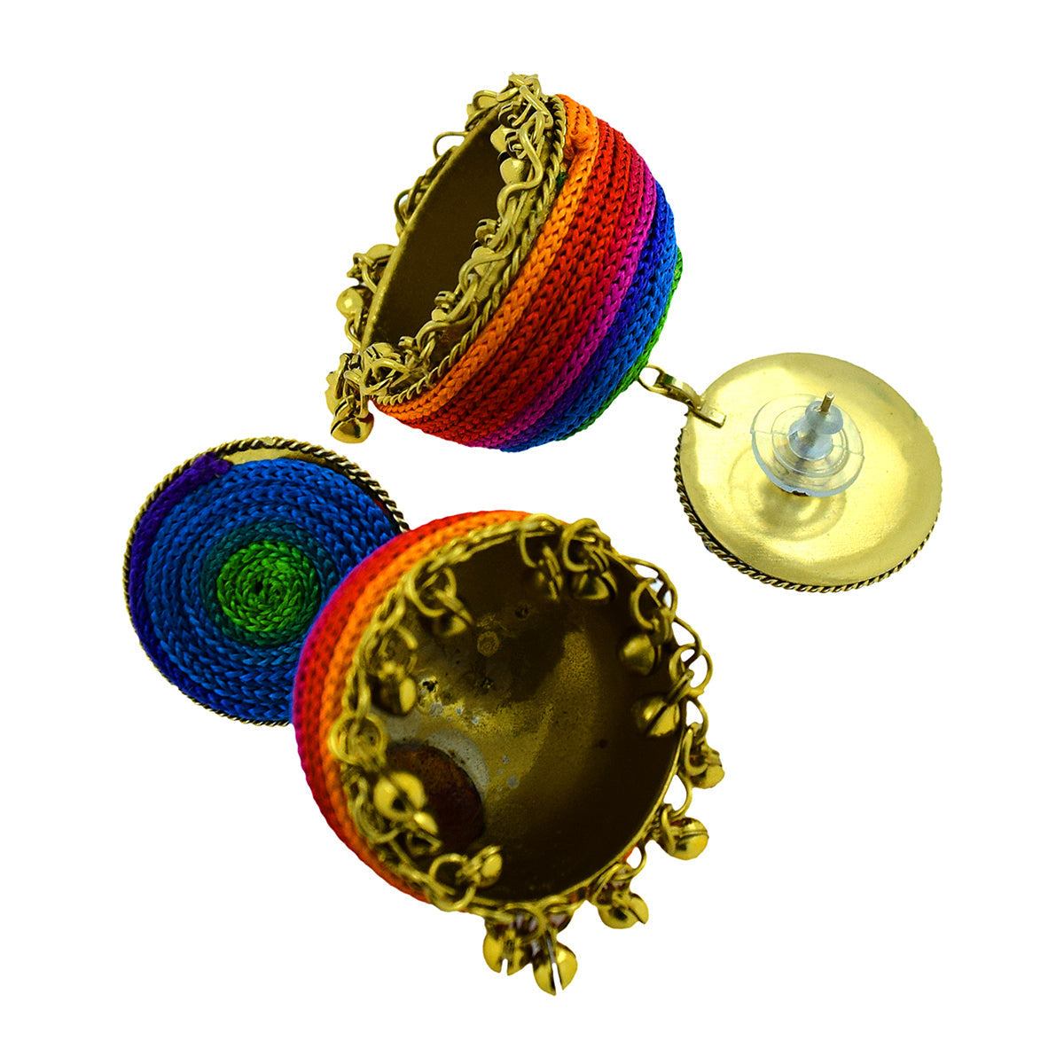 Handmade Thread Multi Colours Antique Gold Jhumki Earring Women Bulk