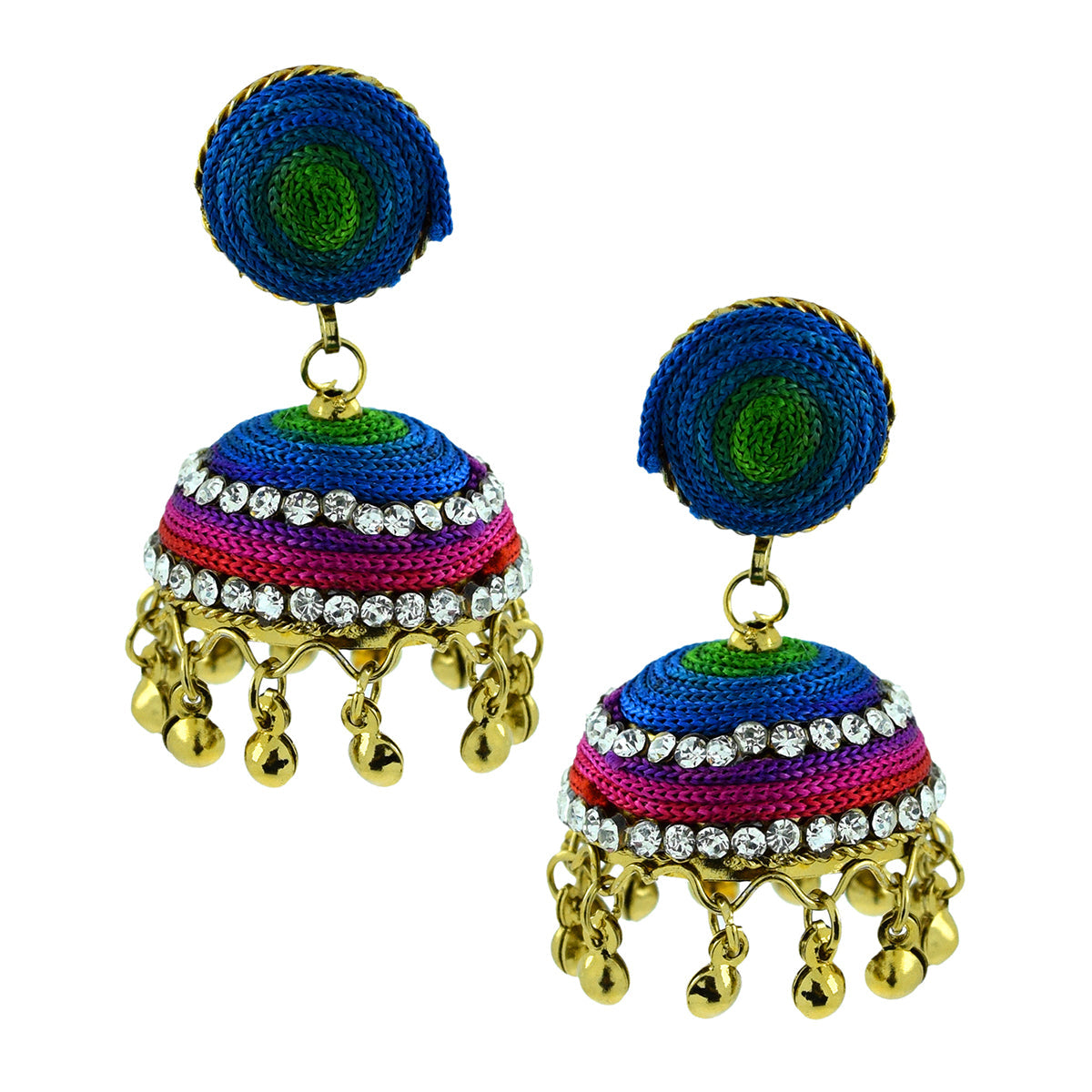 Handmade Thread Multi Colors Antique Gold Jhumki Earring Women Bulk Secondary image