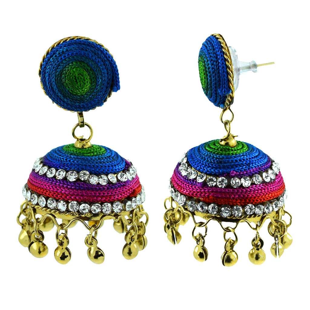 Handmade Thread Multi Colors Antique Gold Jhumki Earring Women Bulk