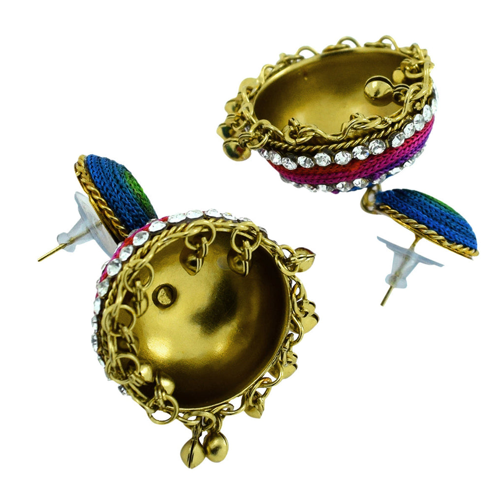 Handmade Thread Multi Colors Antique Gold Jhumki Earring Women Bulk