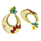 Chaand Bali Gold Red Green American Diamond CZ Jhumki Earring Bulk