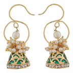 Green Meenakari Gold Plated Pearl Jhumki Earring For Women Bulk