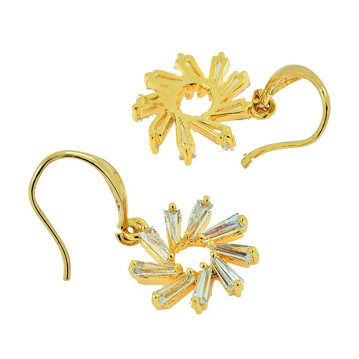 Flower Baguette CZ Gold Plated Daily Wear Earring For Women Bulk