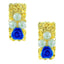 Daily Wear Gold Plated Dark Blue Flower Pearl Stud Earring Women Bulk
