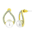 Daily Work Wear Pearl American Diamond CZ Gold Stud Earring Women Bulk