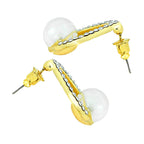 Daily Work Wear Pearl American Diamond CZ Gold Stud Earring Women Bulk