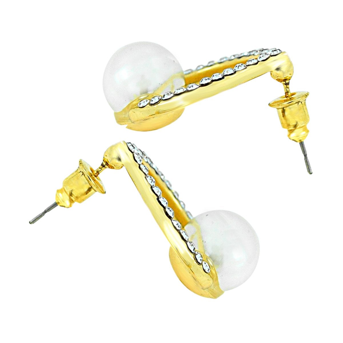Daily Work Wear Pearl American Diamond CZ Gold Stud Earring Women Bulk