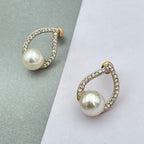 Daily Work Wear Pearl American Diamond CZ Gold Stud Earring Women Bulk