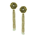 Long Statement Gold Black Meenakari Pearl Dangling Tassel Earring Bulk
