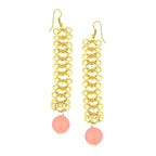 Italian Gold Plated Baby Pink Long Dangling Earring For Women Bulk