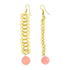 Italian Gold Plated Baby Pink Long Dangling Earring For Women Bulk