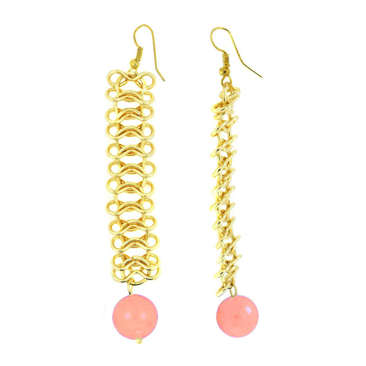 Italian Gold Plated Baby Pink Long Dangling Earring For Women Bulk