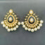 Traditional Gold Plated Dark Blue Meenakari Pearl Festive Earring