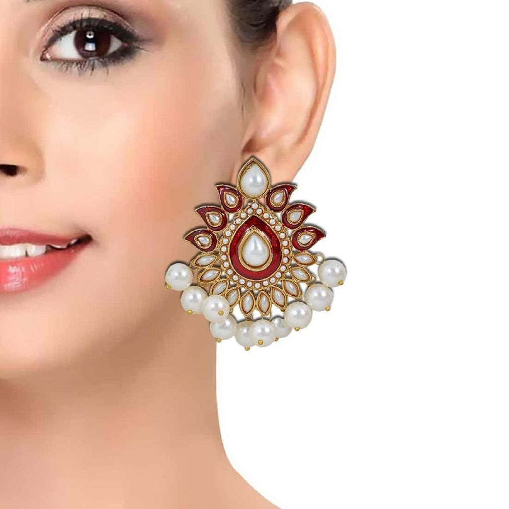 Traditional Gold Red Maroon Meenakari Pearl Festive Earring Bulk