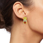 Daily Wear Gold Plated Coral Red Flower Pearl Stud Earring Women Bulk