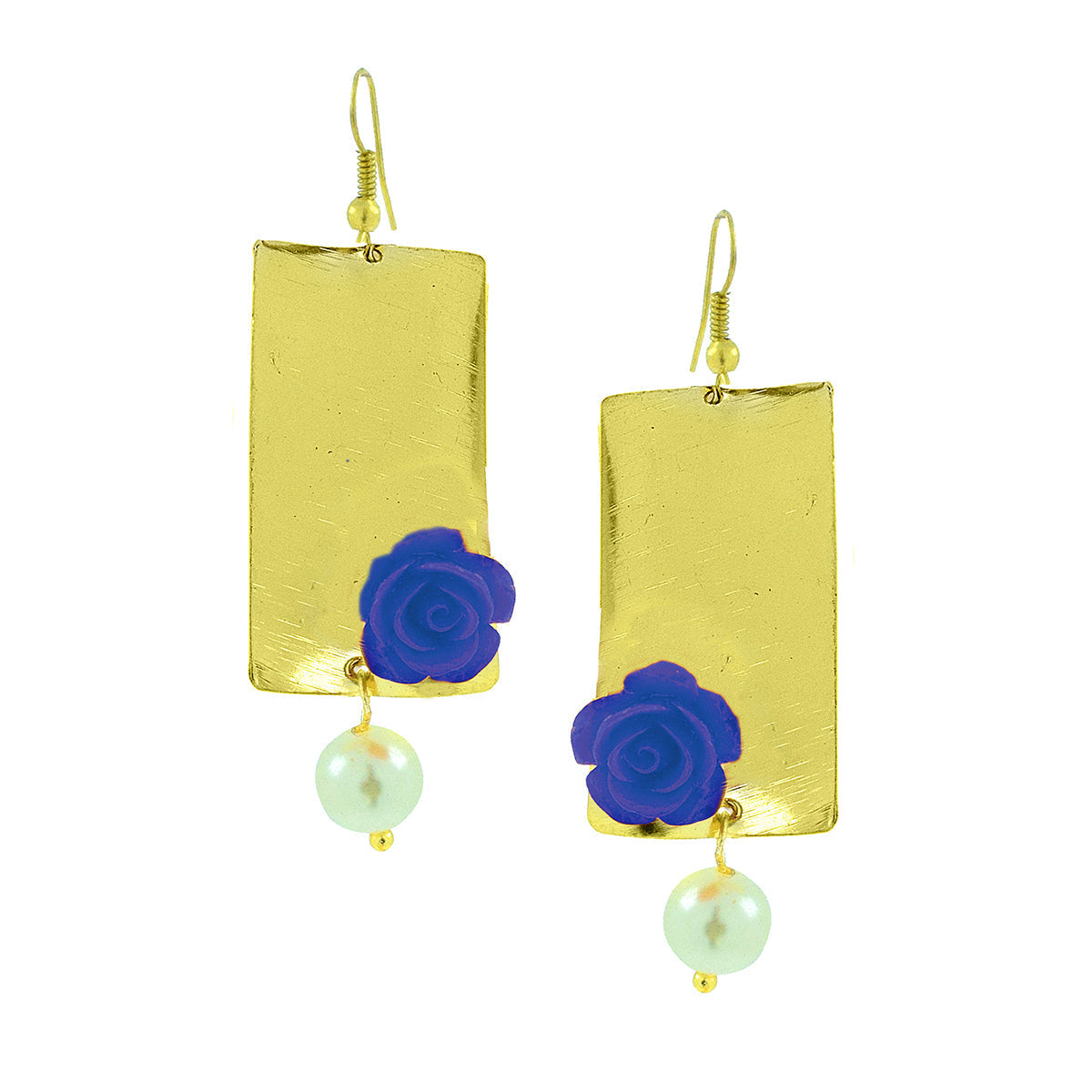 Daily Dangling Gold Plated Neon Blue Pearl Earring For Women Bulk Secondary image