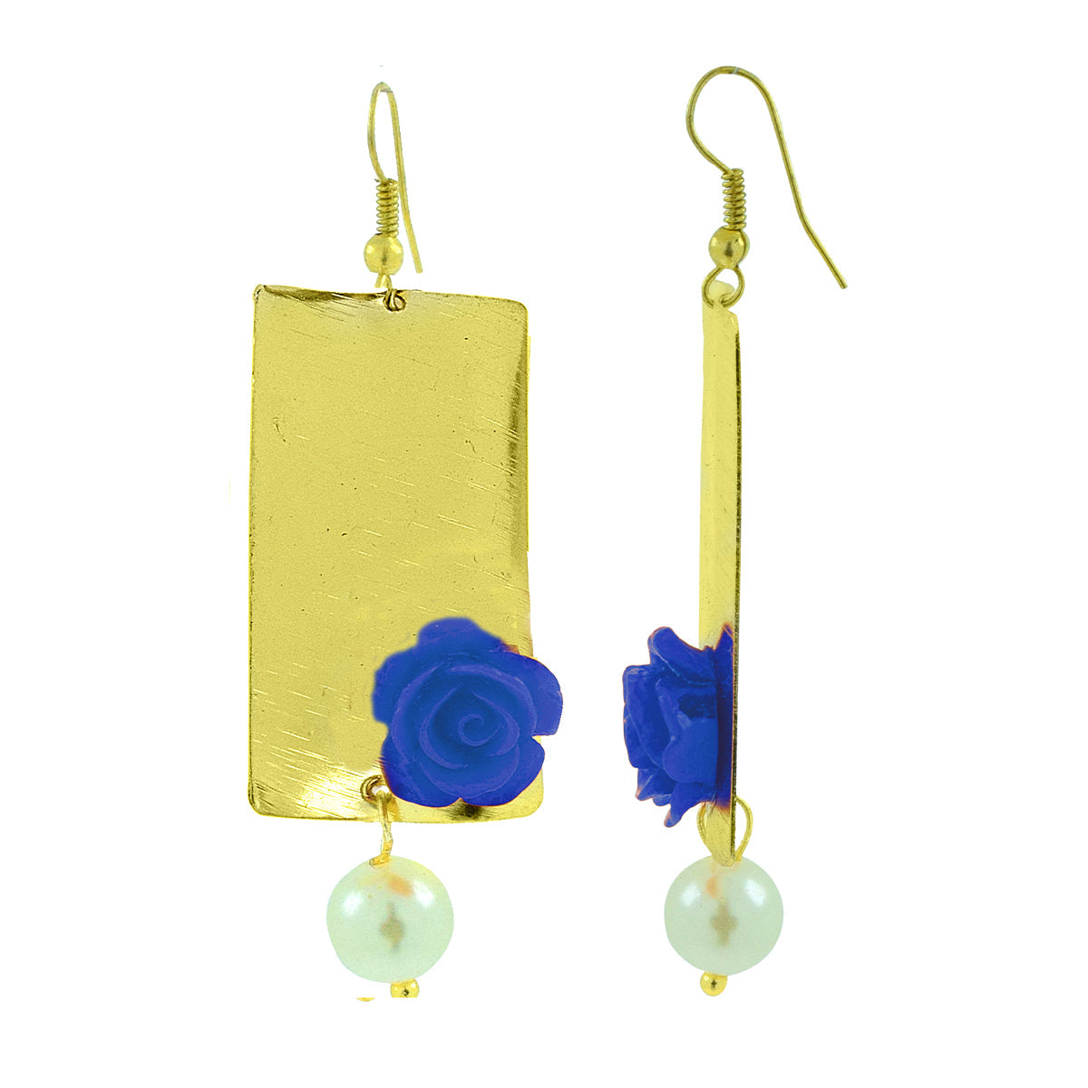 Daily Dangling Gold Plated Neon Blue Pearl Earring For Women Bulk