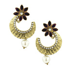 Flower Antique Gold Black Pearl CZ Chaand Bali Earring Bulk