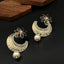 Flower Antique Gold Black Pearl CZ Chaand Bali Earring Bulk