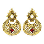 Traditional Chand Bali Ruby Antique 22K Gold Plated Earring Women Bulk