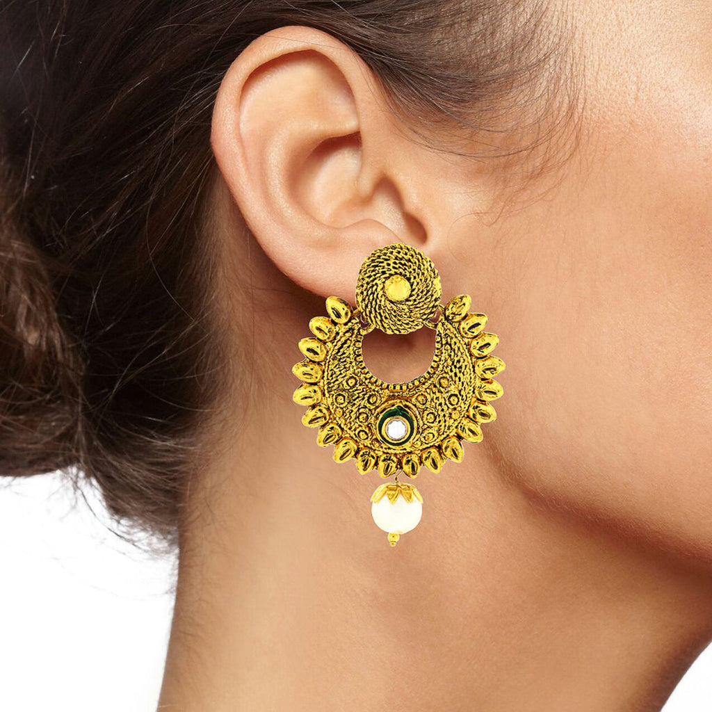 Traditional Antique 22K Gold Plated Chand Bali Earring For Women Bulk