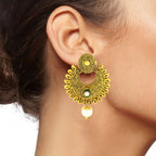 Traditional Antique 22K Gold Plated Chand Bali Earring For Women Bulk
