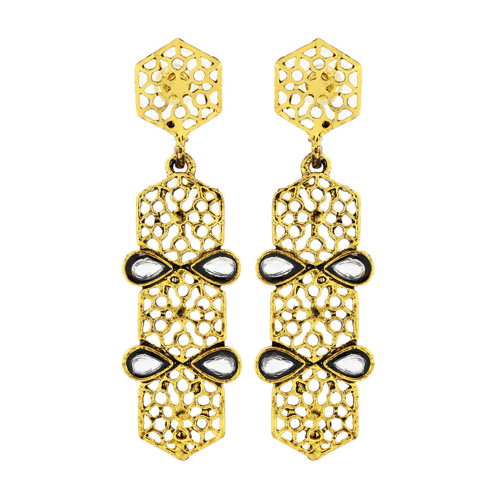 Italian Kundan 14K Gold Plated Dangling Earring For Women Bulk