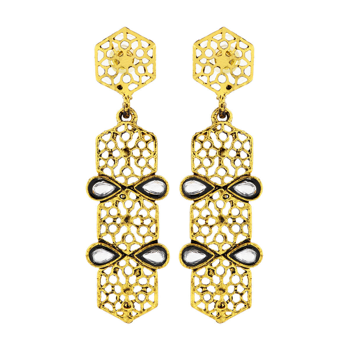 Italian Kundan 14K Gold Plated Dangling Earring For Women Bulk