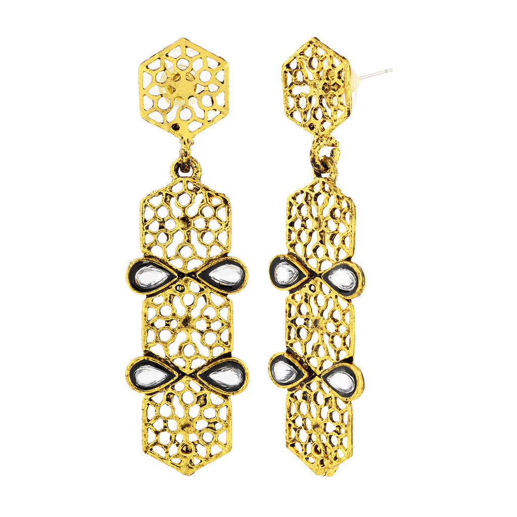 Italian Kundan 14K Gold Plated Dangling Earring For Women Bulk