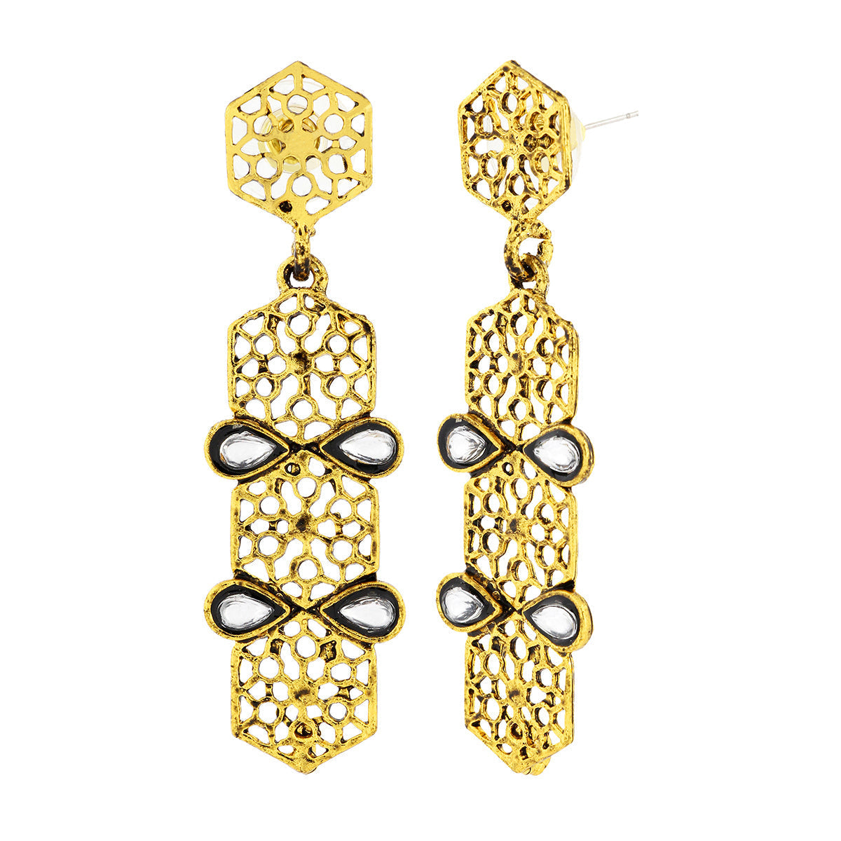 Italian Kundan 14K Gold Plated Dangling Earring For Women Bulk