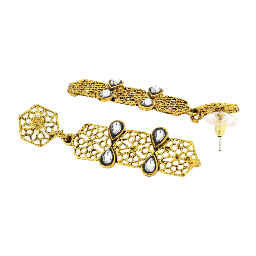 Italian Kundan 14K Gold Plated Dangling Earring For Women Bulk