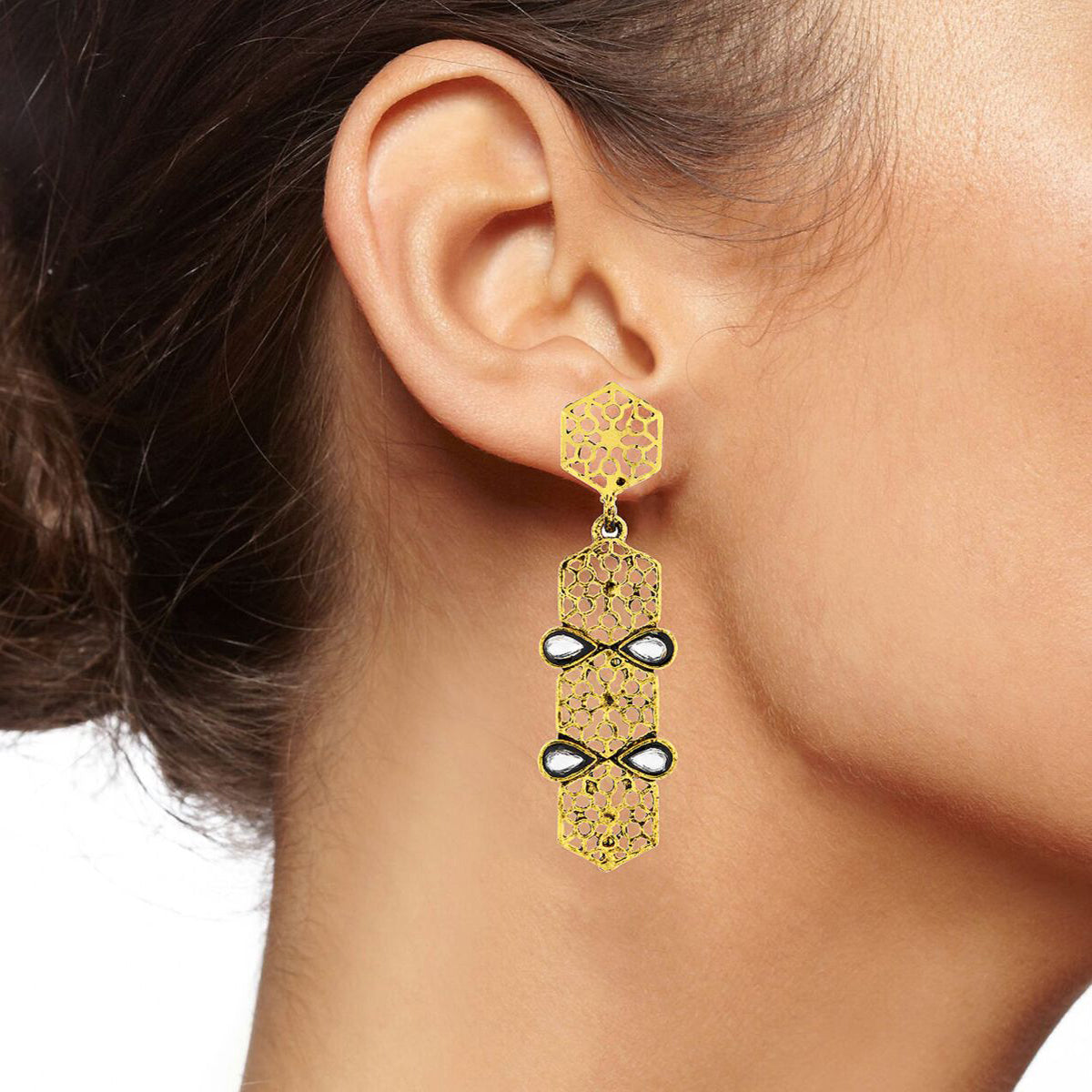 Italian Kundan 14K Gold Plated Dangling Earring For Women Bulk