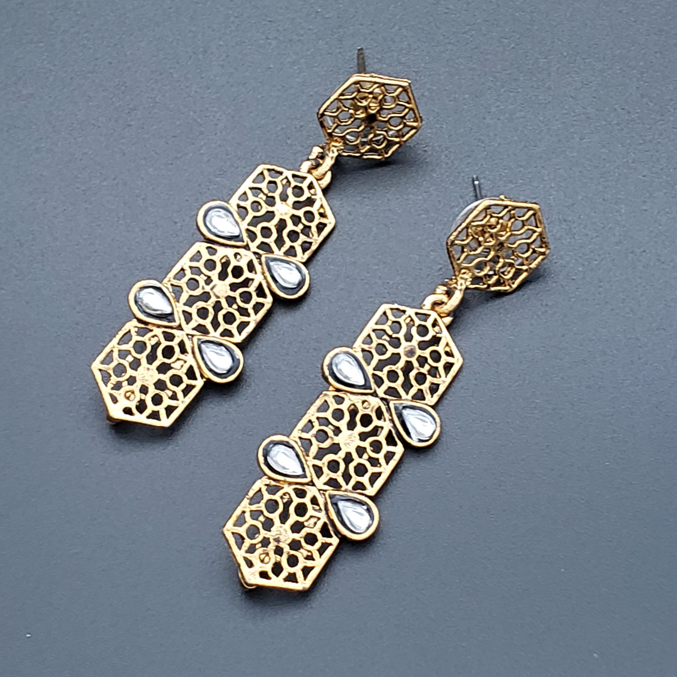 Italian Kundan 14K Gold Plated Dangling Earring For Women Bulk Main image