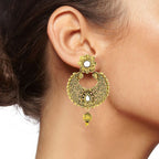 Kundan Filigree Antique 22K Gold Plated Chand Bali Earring Women Bulk