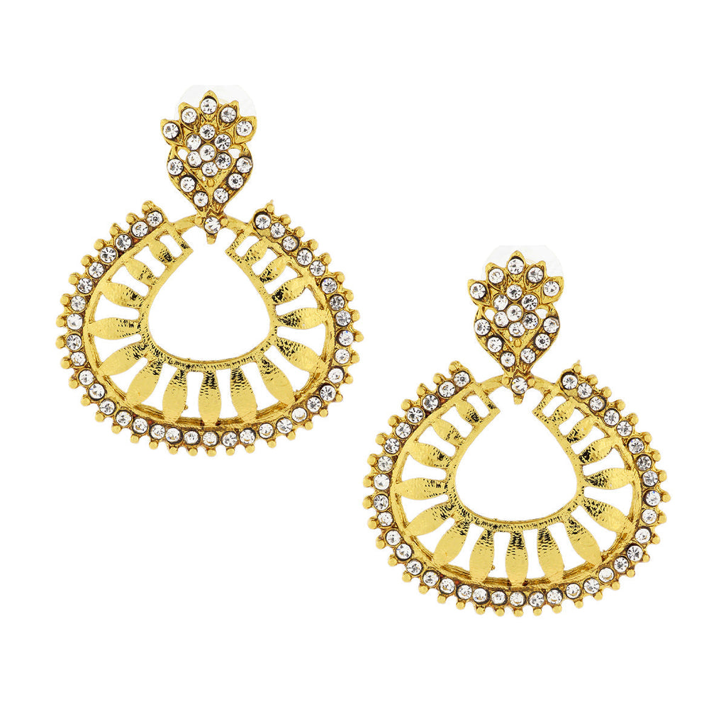 Floral American Diamond 22K Gold Plated Dangling Earring Women Bulk