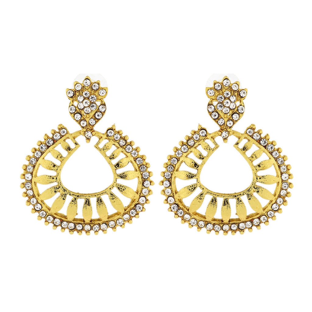 Floral American Diamond 22K Gold Plated Dangling Earring Women Bulk