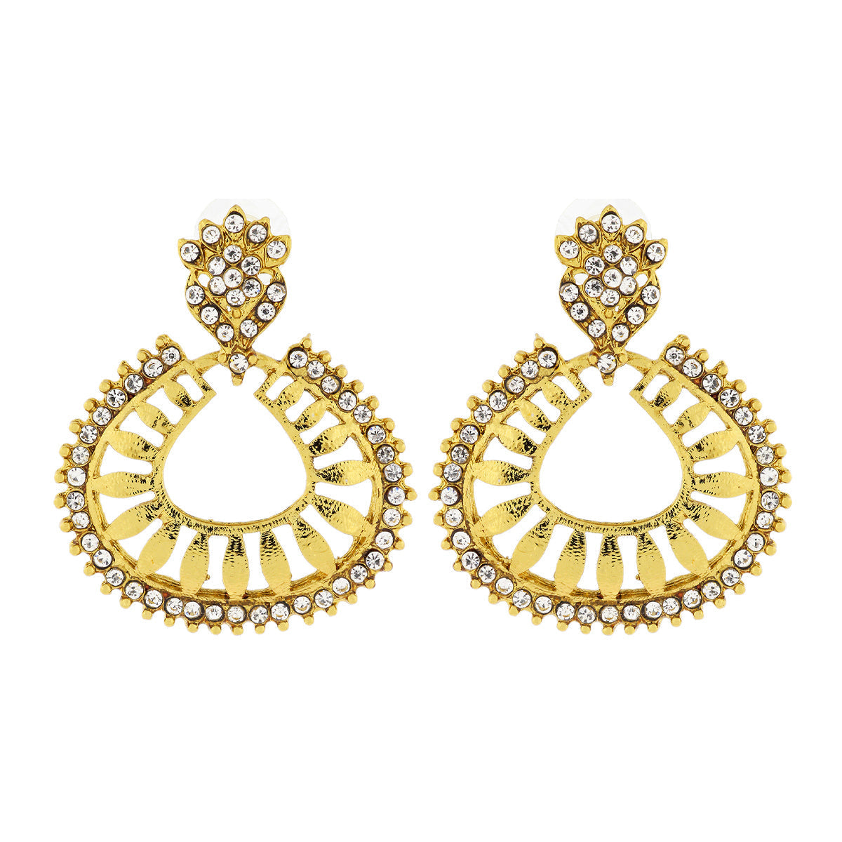 Floral American Diamond 22K Gold Plated Dangling Earring Women Bulk