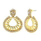 Floral American Diamond 22K Gold Plated Dangling Earring Women Bulk