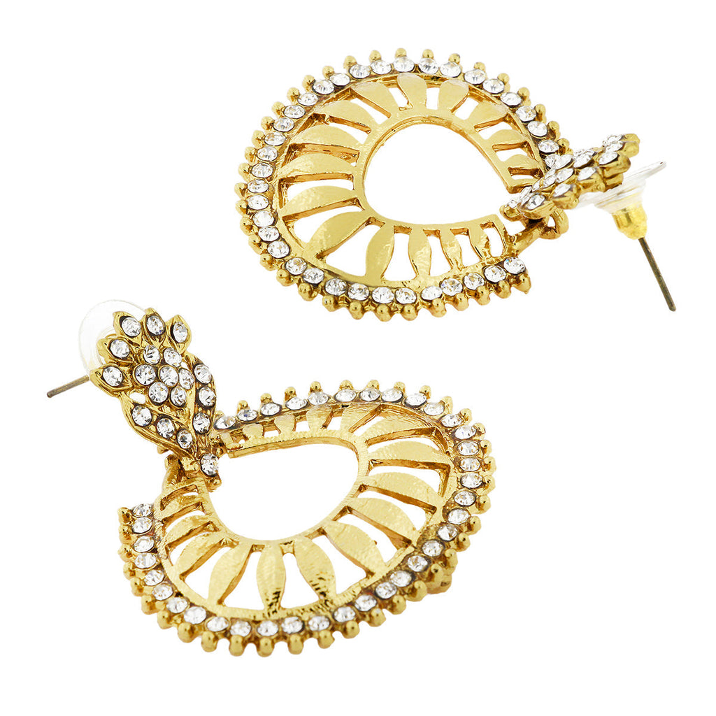 Floral American Diamond 22K Gold Plated Dangling Earring Women Bulk