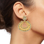 Floral American Diamond 22K Gold Plated Dangling Earring Women Bulk