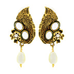 Traditional Dainty 22K Gold Chand Bali Cz Pearl Earring For Women