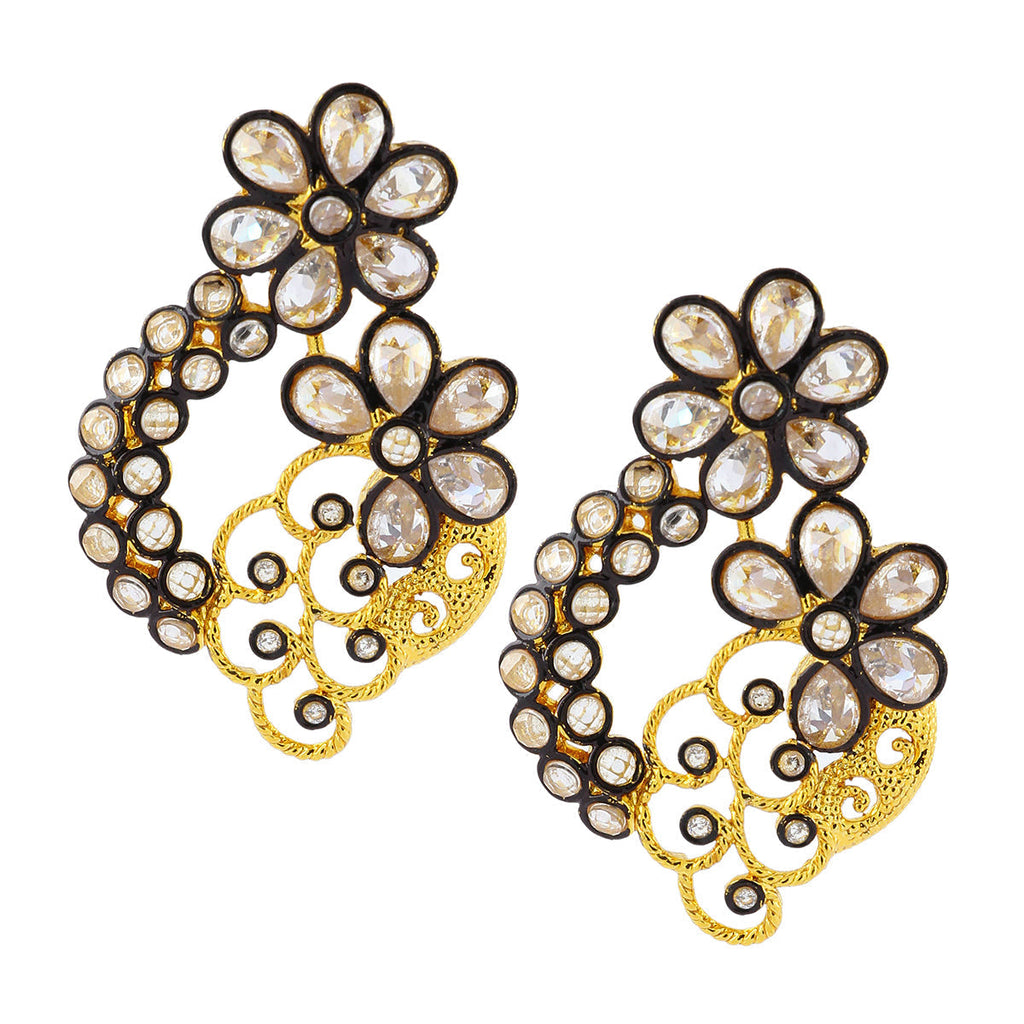 Designer Floral Gold Plated Kundan American Diamond Earring Women Bulk