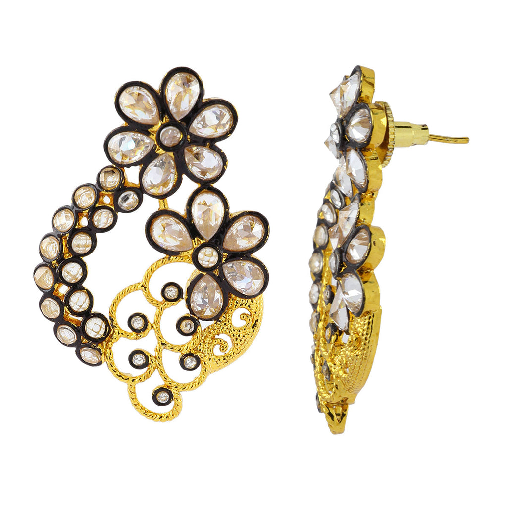 Designer Floral Gold Plated Kundan American Diamond Earring Women Bulk