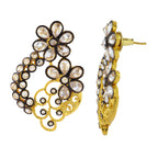 Designer Floral Gold Plated Kundan American Diamond Earring Women Bulk